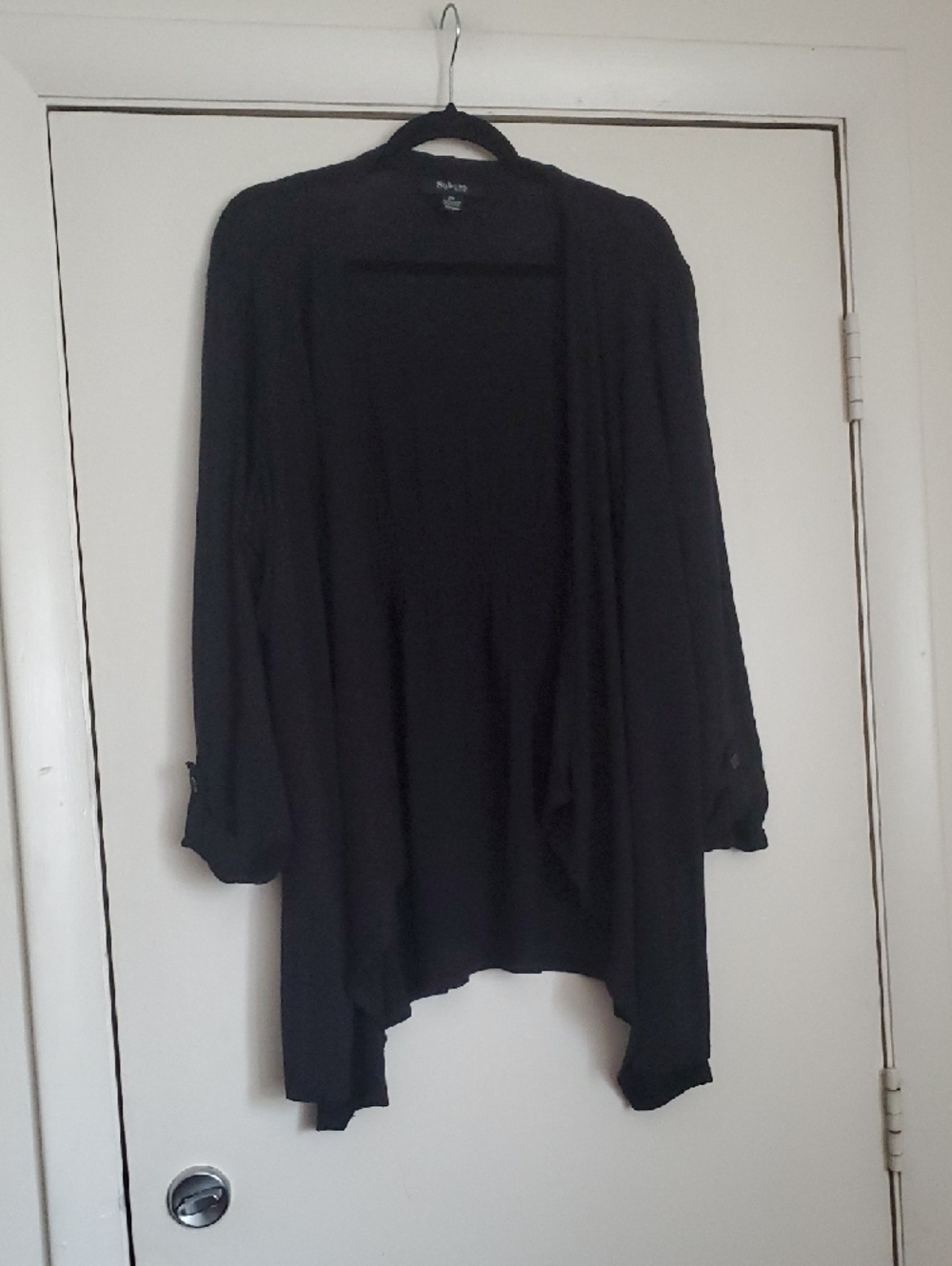 Style & Co. Black Open-Front Draped Cardigan - Picture 2 of 12